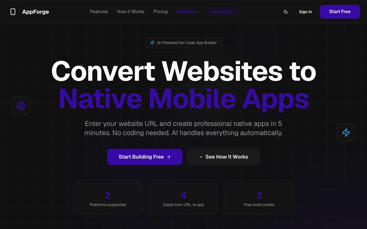 AppForge — screenshot of the live product